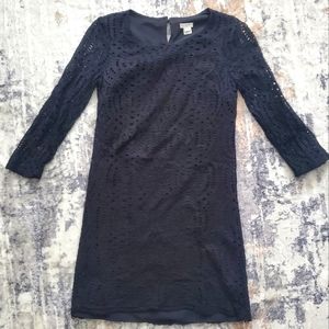 J. Crew Navy Eyelet Midi Dress